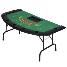 72" Foldable Poker Table Portable Blackjack Table for 7 Players with Chip Cup Holder Green Felt