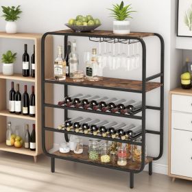 16 Bottle Wine Rack with 5-Tier Wine Shelf and Glass Holders for Kitchen Bar