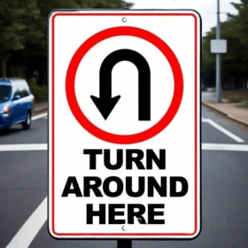 CIFbuy Vintage U Turn Traffic Sign Metal Wall Decor for Home Bar Garage (TikTok, temu pick-up service)