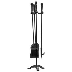 VEVOR Fireplace Tool Set, 4 PCS Fire Tool Set and Holder with Three-Prong Stand, Ash Shovel, Brush, Fire Place Poker
