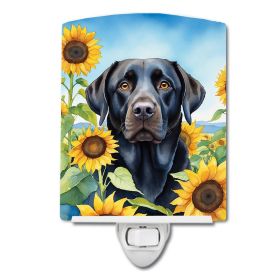 NEW Labrador Retriever in Sunflowers Ceramic Night Light Compact, UL-Certified, Ideal for Bedroom, Bathroom, Nursery, Hallway, Kitchen, 6x4x3