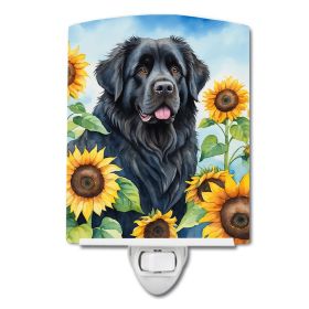NEW Newfoundland in Sunflowers Ceramic Night Light Compact, UL-Certified, Ideal for Bedroom, Bathroom, Nursery, Hallway, Kitchen, 6x4x3, Multicol