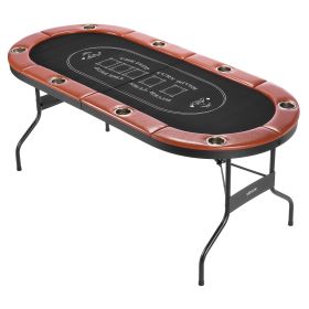 VEVOR Foldable Poker Table, 8 Player 72 in Folding Casino Leisure Table with Padded Rails and Cup Holders