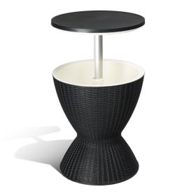 Outdoor Cooler Table, Height-Adjustable Outdoor Cool Bar w/ 8 Gallon Beer and Wine Cooler