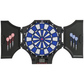 Electronic Dartboard Set with 31 Games and 285 Programs for 8 Players, Soft Tip Dart Board Set with Cabinet, 6 Darts and 6 Spare Tips, LCD Displa