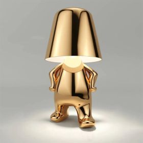 Creative lights for gift; Thinker Lamp Collection; Bedside Touch Control Table Lamp Cordless Led Nightstand Desk Lamp Creative Golden Man with Di (Style: Mr C)