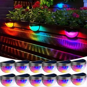 12/6 Solar fence lights, solar platform lights, solar wall lights, rechargeable solar cells, suitable for front porches, security lights (Color: Colorful, Quantity: 12PCS)