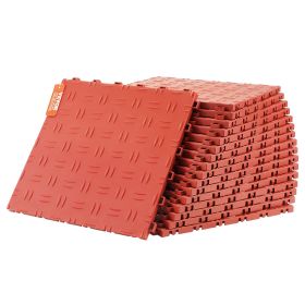 VEVOR Garage Tiles Interlocking, 12 x 12 x 0.53 inch 50 Pack Garage Floor Covering Tiles, Non-Slip Double-Sided Texture Garage Flooring Tiles (Color: Red, Quantity: 50)