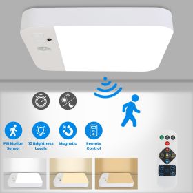 1Pc/2Pcs Motion Sensor Ceiling Light With Remote Rechargeable Wireless Flush Ceiling Light with 3000K 4500K 6000K 3 Timer 10 Brightness for Close (Quantity: 1Pc)